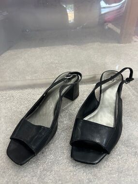 LIFESTYLE Slingback Block Heel Peek Toe Sandals